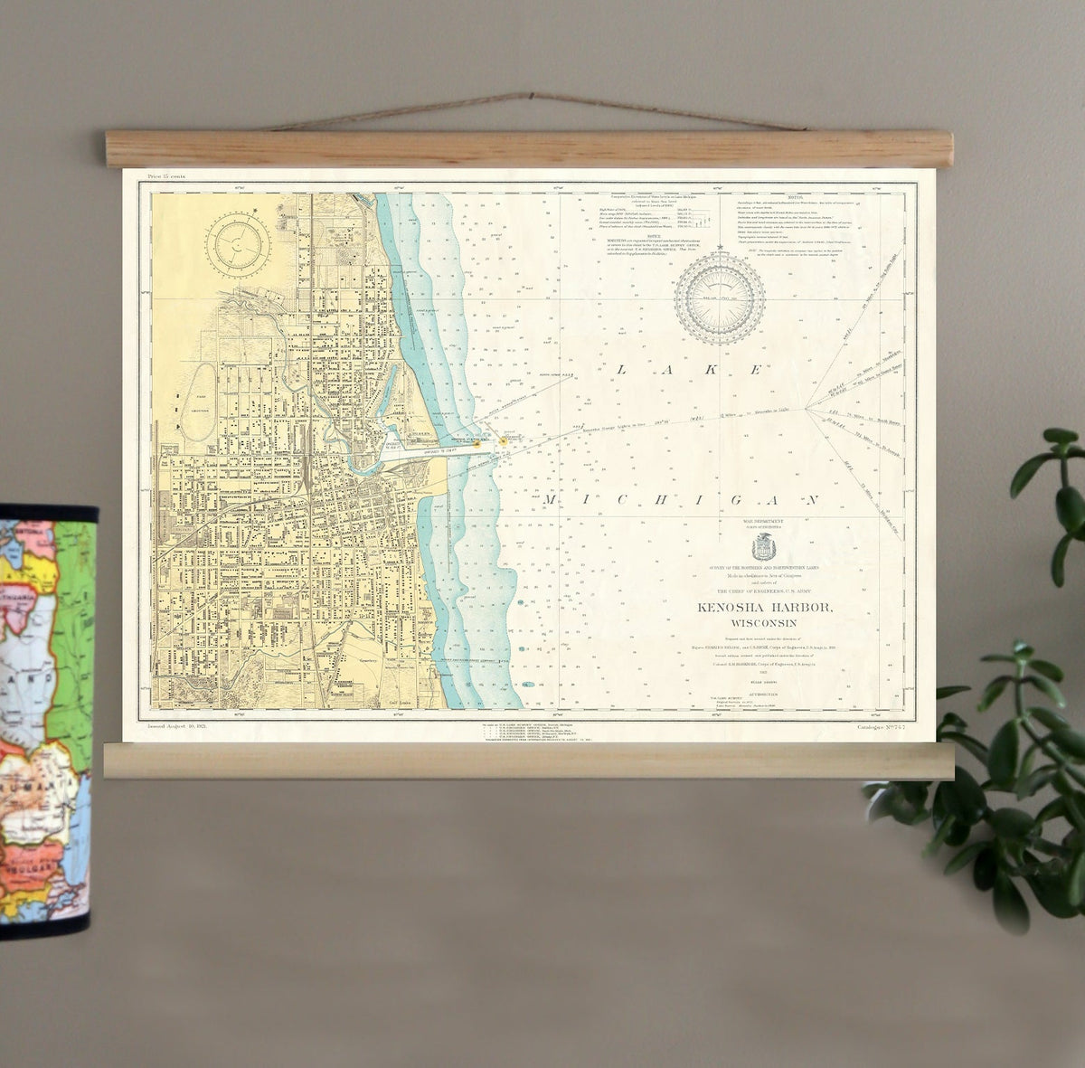 Kenosha Harbor Vintage Nautical Chart, c.1921 Scroll - Maritime Tribes USAScroll