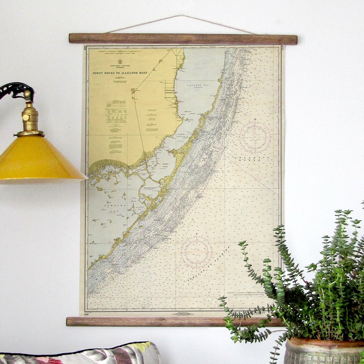 Key Largo Chart c. 1970 Scroll - Maritime Tribes USAScroll