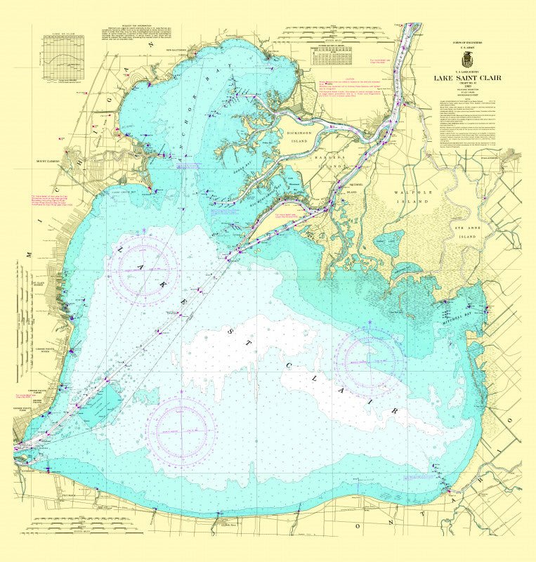 Lake St. Clair Nautical Chart Shower Curtain - Maritime Tribes USAShower Curtain
