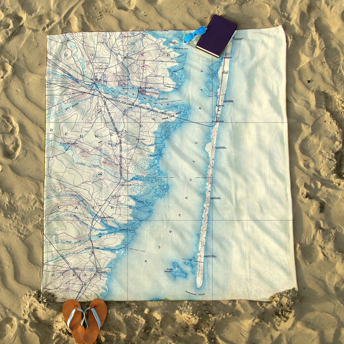 Lavallette, NJ Vintage Topo Map Blanket - Maritime Tribes USABlanket
