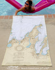 Leelanau Peninsula Nautical Chart Quick Dry Towel - Maritime Tribes USATowel