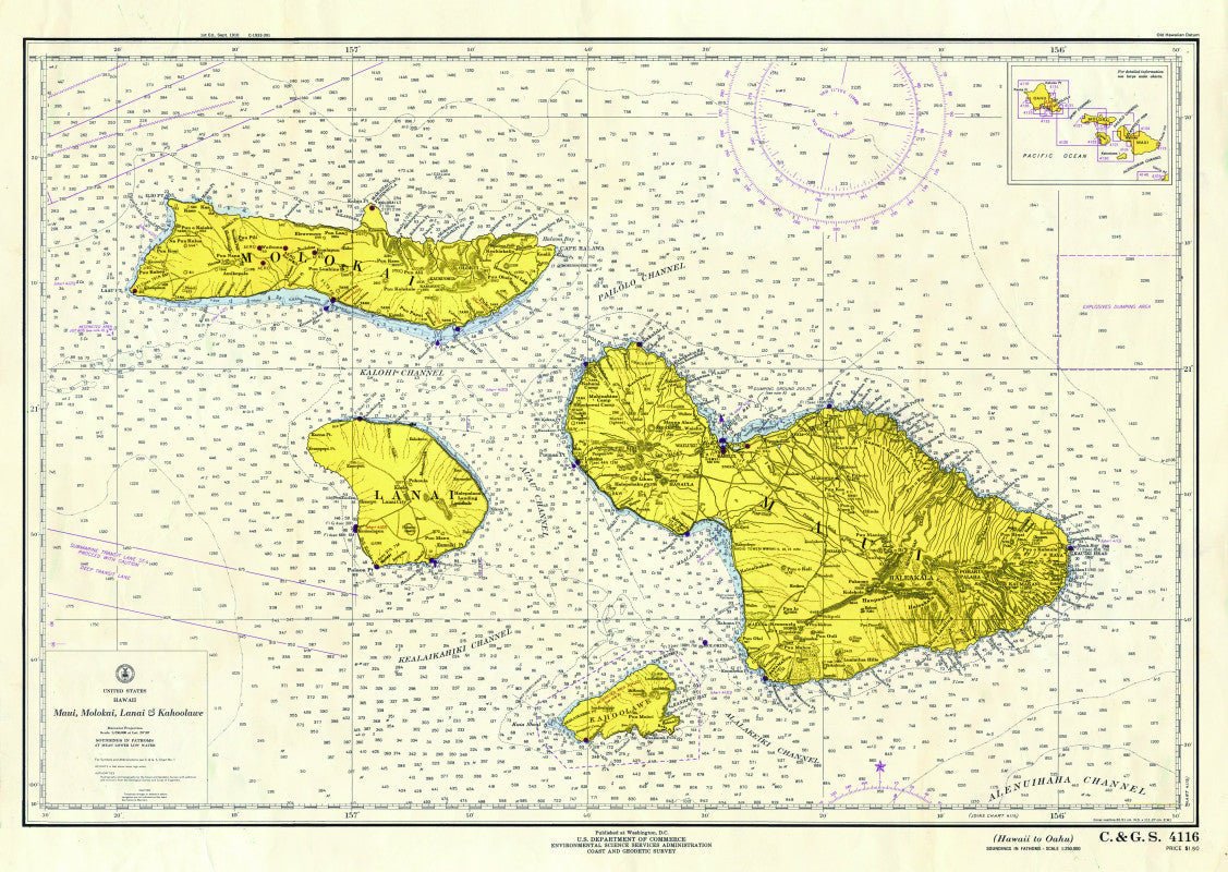 Maui, HI Nautical Chart Scroll - Maritime Tribes USAScroll