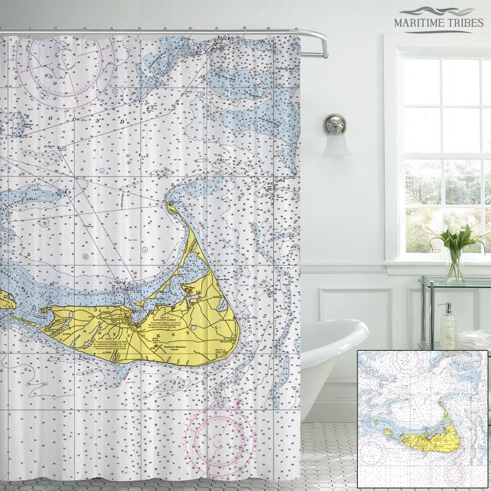 Nantucket Chart Shower Curtain - Maritime Tribes USAShower Curtain