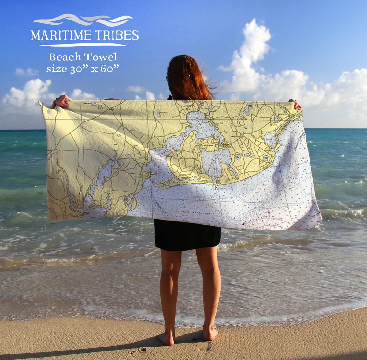 Osterville Vintage Nautical Chart Quick Dry Towel - Maritime Tribes USATowel