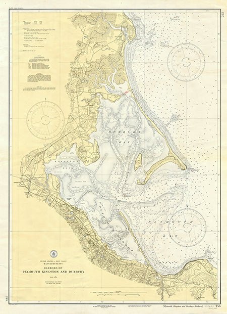 Plymouth MA 1935 Chart Muted Textured Scroll Scroll - Maritime Tribes USAScroll