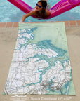 Poquoson, VA Antique Style Map Quick Dry Towel - Maritime Tribes USATowel