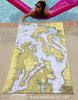 Port Townsend, WA Puget Sound Nautical Chart Quick Dry Towel - Maritime Tribes USATowel