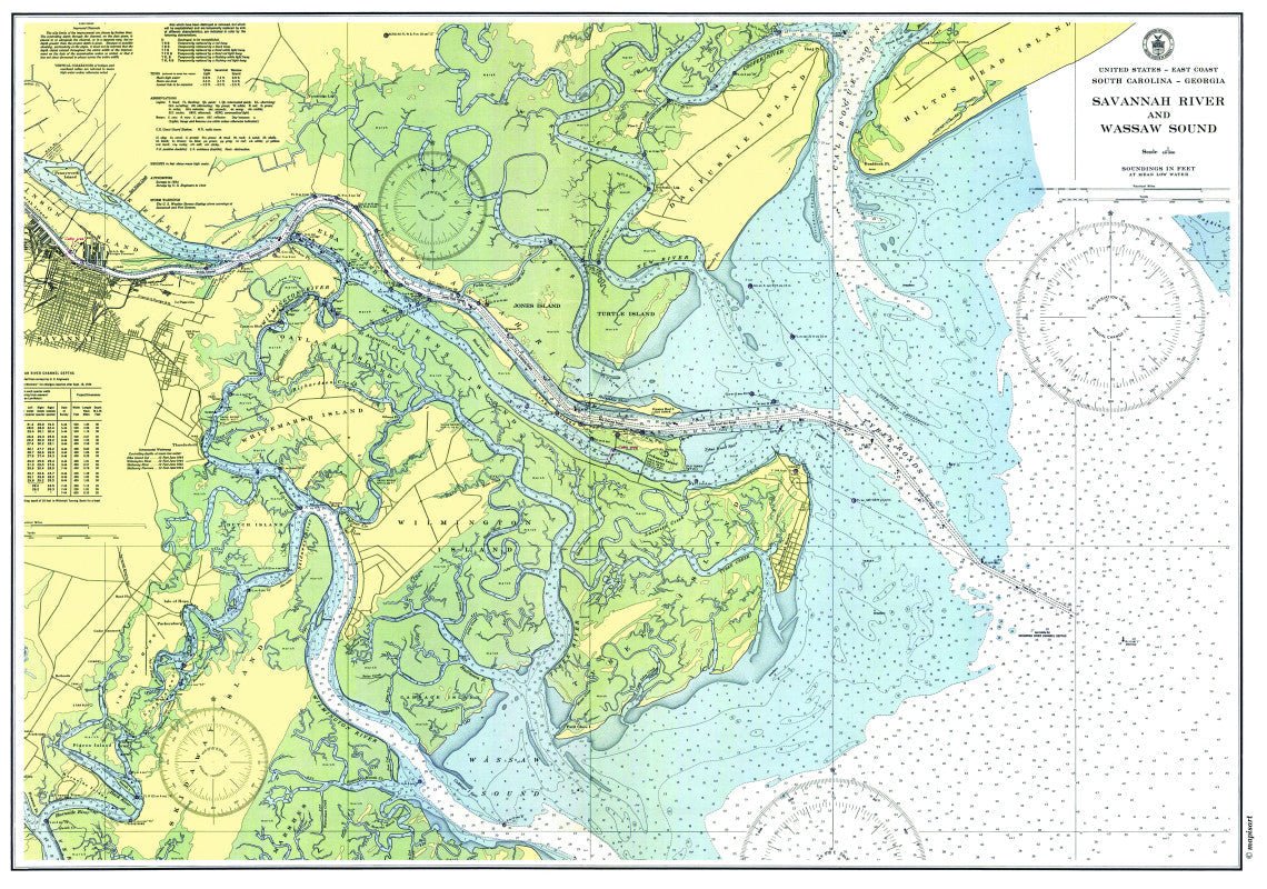 Savannah, GA & Wassaw Sound Nautical Chart Scroll - Maritime Tribes USAScroll