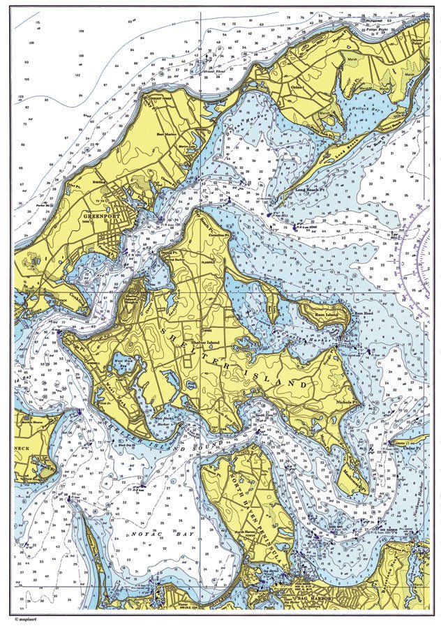 Shelter Island, NY Nautical Chart Scroll - Maritime Tribes USAScroll