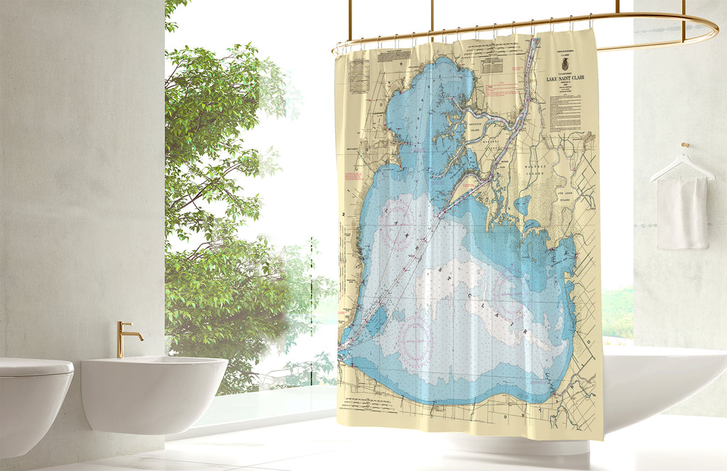 Lake St. Clair Nautical Chart Shower Curtain