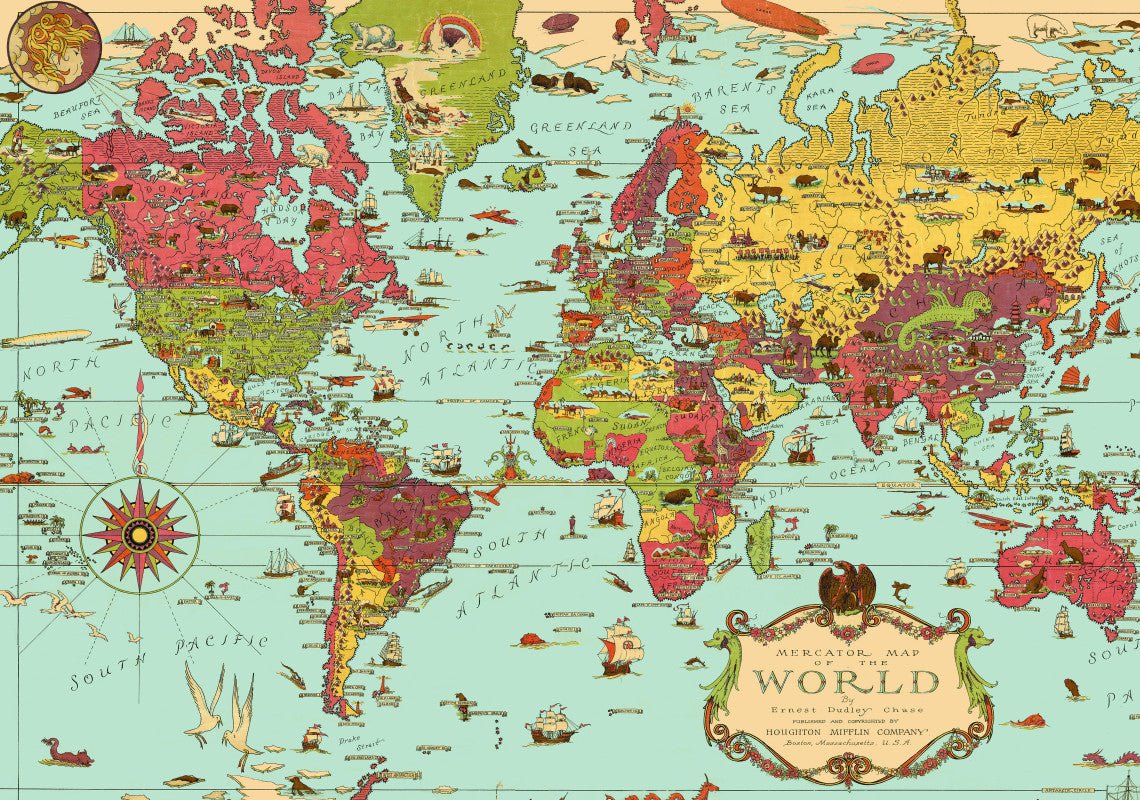 Vintage World Map Scroll - Maritime Tribes USAScroll