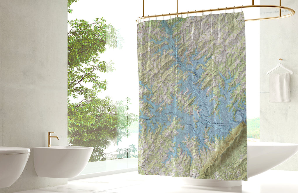 Smith Mountain Lake Topographical Map Shower Curtain
