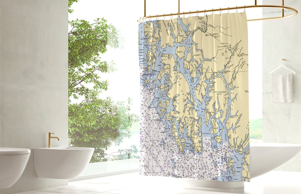 Ketchikan, AK w/ Prince of Wales Island Nautical Chart Shower Curtain